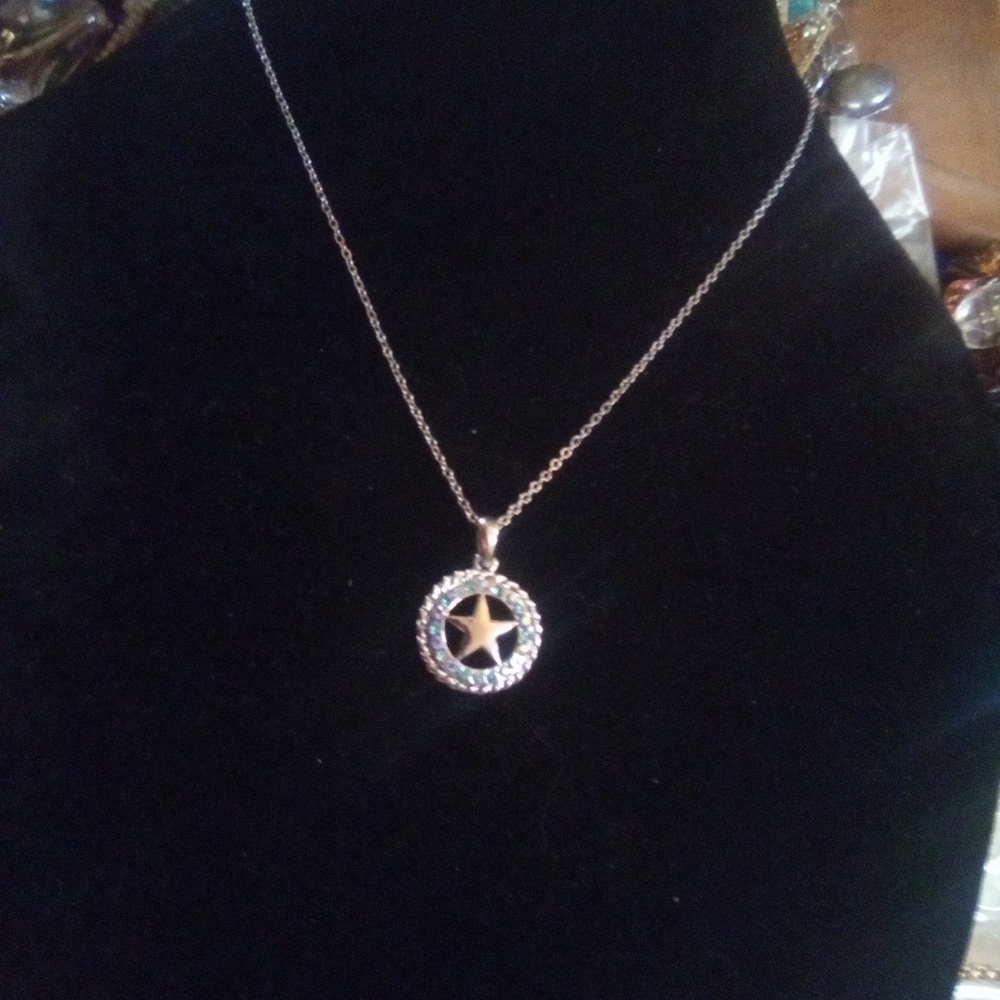 Sterling and AB crystal Texas star necklace